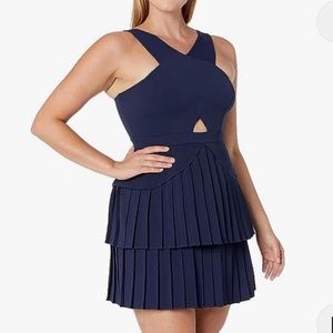 BCBGMAXAZRIA Women's Pleated Cutout Peplum Dress